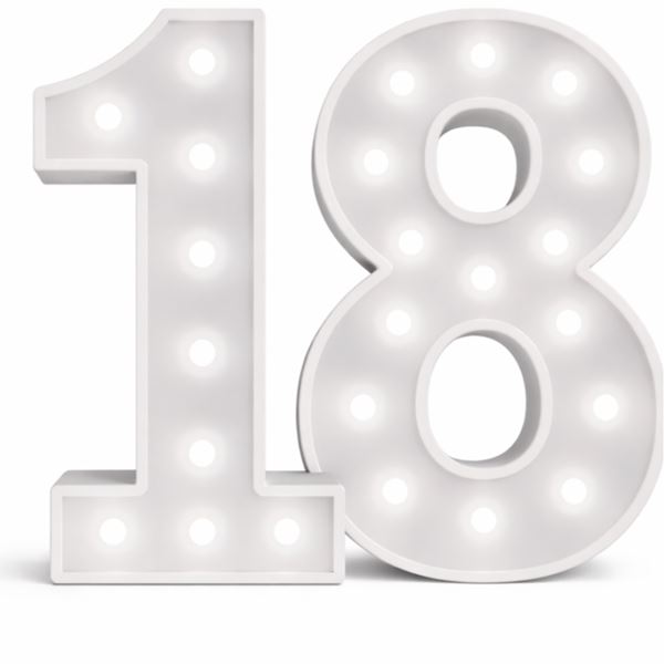 Verlichte cijfers led light lichtcijfers 18 birthday huren - De Verhuurcentrale Zoetermeer