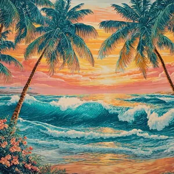 Photobooth achtergrond Retro Beach 230 bij 180 cm