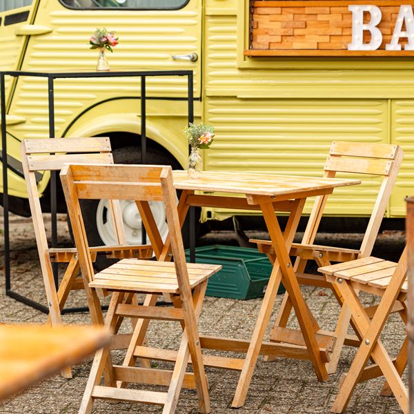 Houten tuinset bistro huren festival spullen Zoetermeer