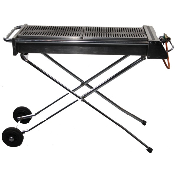 De Verhuurcentrale - Verrijdbare barbecue op gas RVS 90 x 30 cm